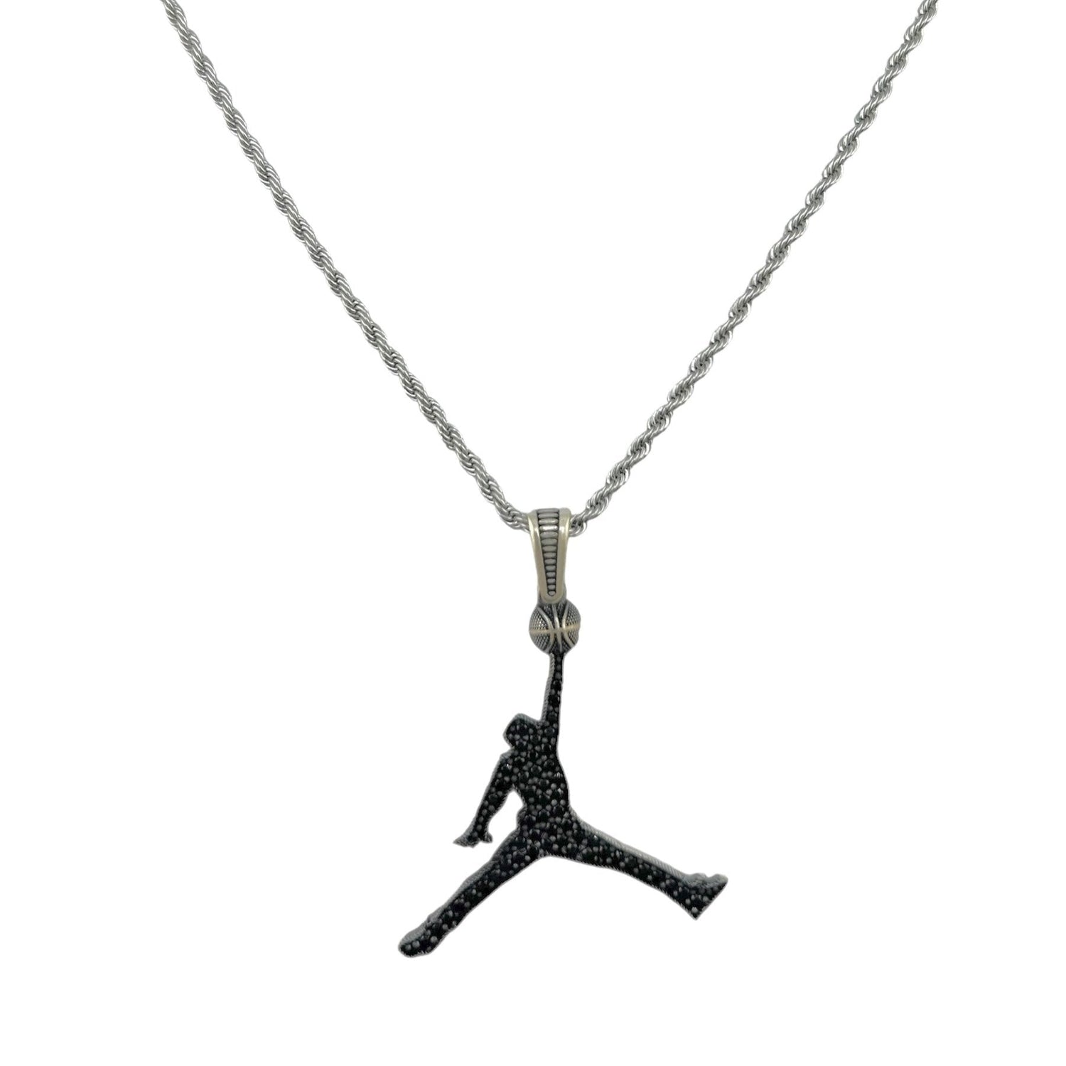 Sterling Silver CZ Hooper Mens Pendant