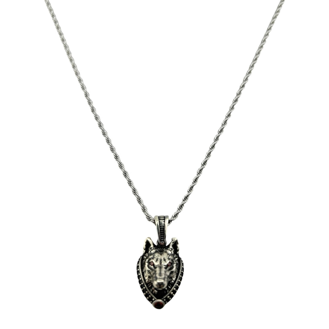 Sterling Silver Wolf Mens Pendant