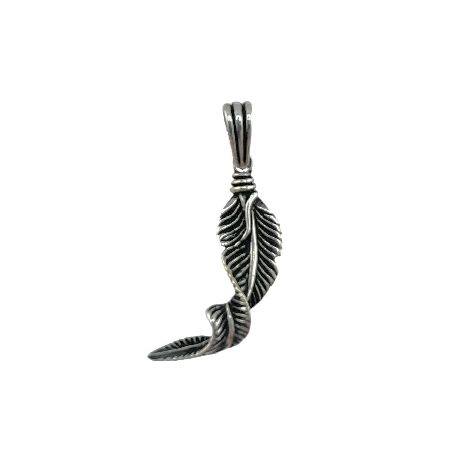 Sterling Silver Leaf Mens Pendant