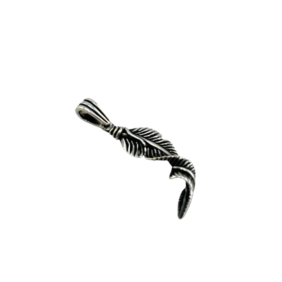 Sterling Silver Leaf Mens Pendant