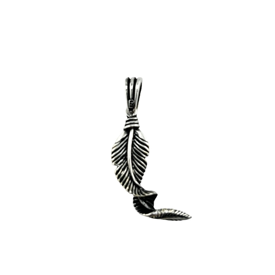 Sterling Silver Leaf Mens Pendant