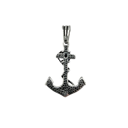 Sterling Silver Purple CZ Anchor Mens Pendant