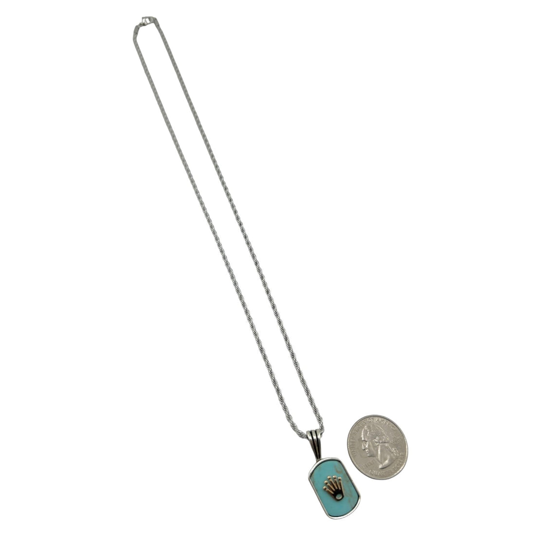 Sterling Silver Light Turquoise Mens Pendant