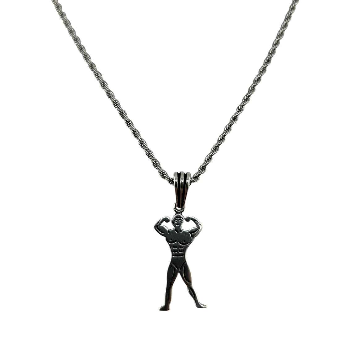 Sterling Silver Body Builder Mens Pendant