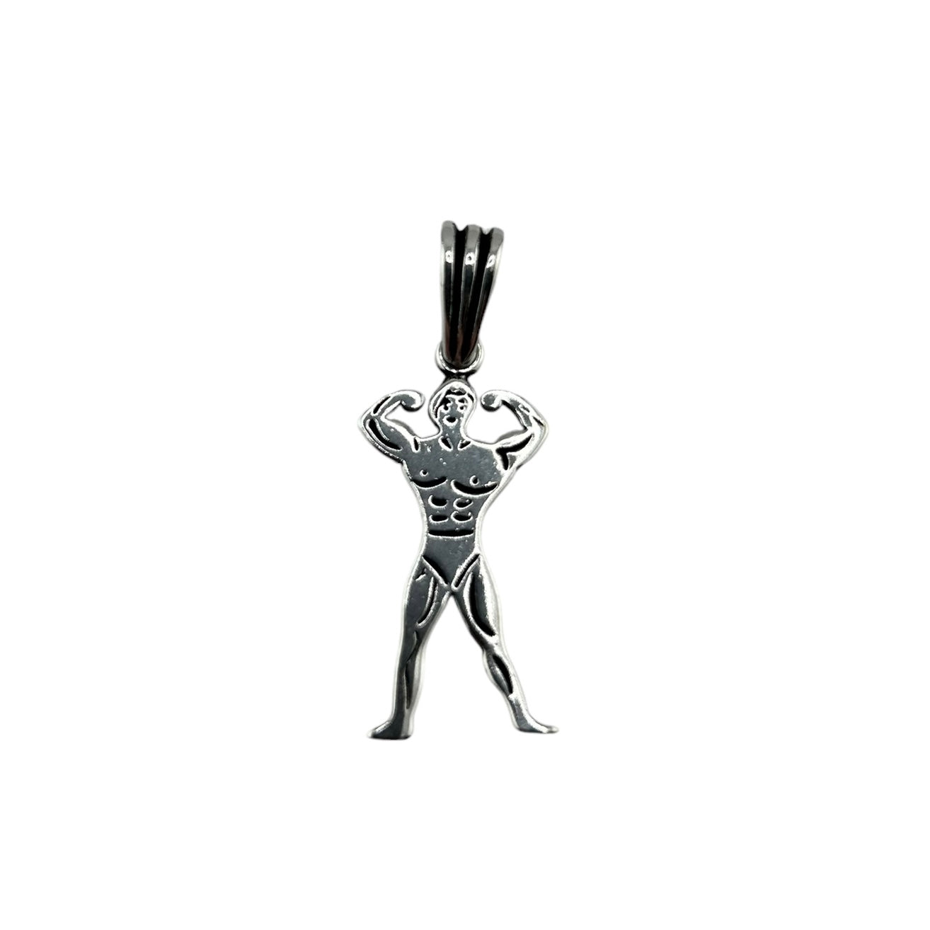 Sterling Silver Body Builder Mens Pendant