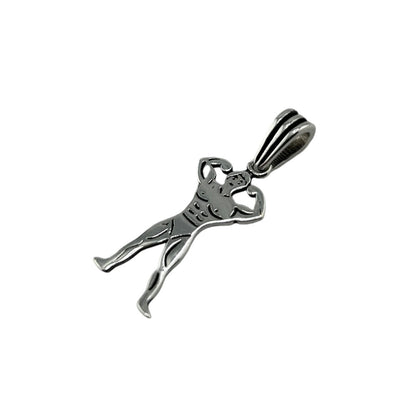 Sterling Silver Body Builder Mens Pendant
