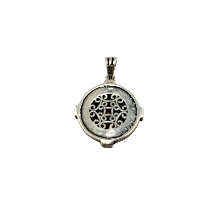 Sterling Silver Agate Compass Mens Pendant