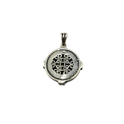 Sterling Silver Agate Compass Mens Pendant