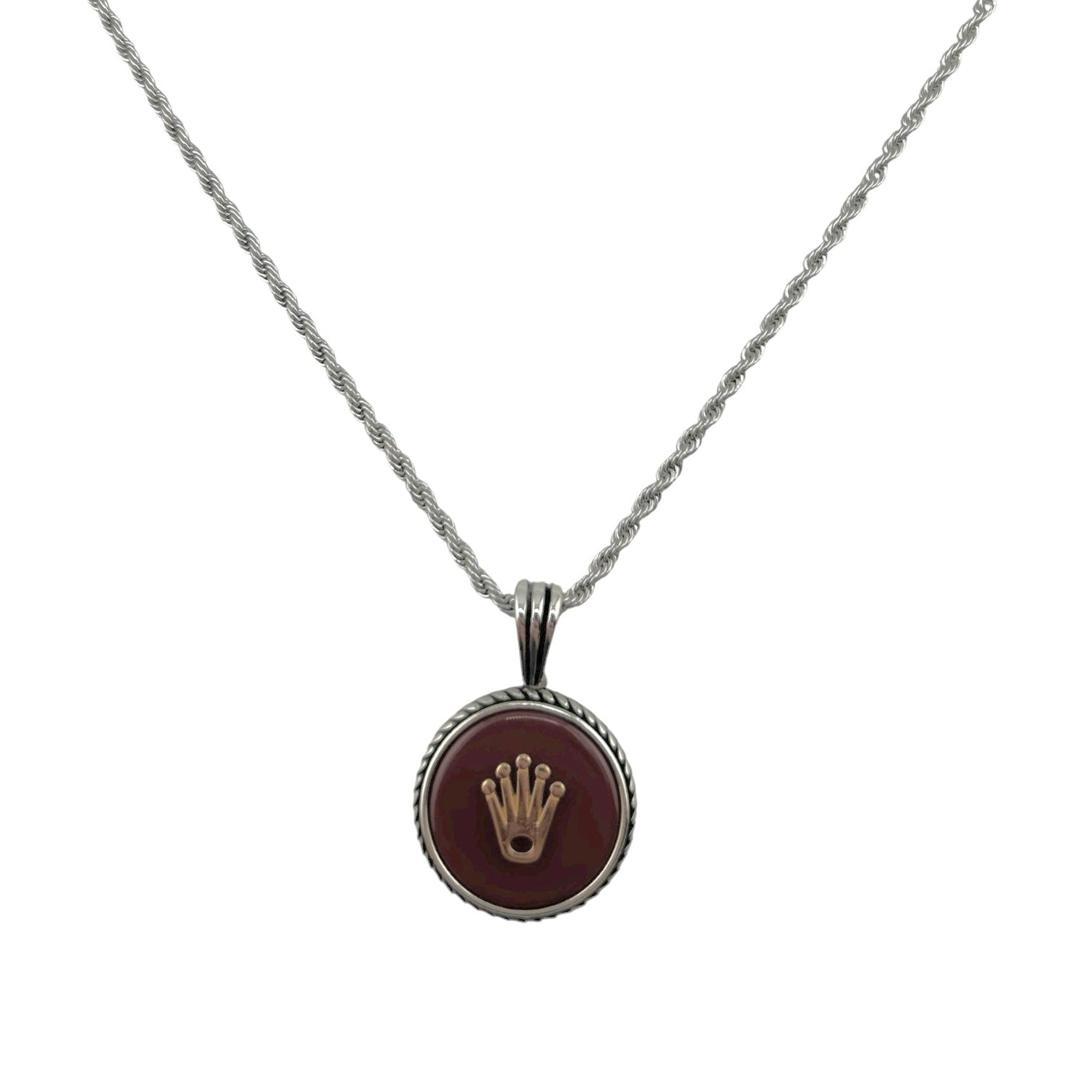 Sterling Silver Agate Mens Pendant