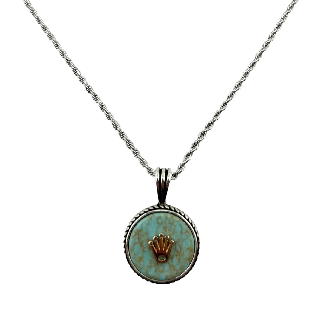 Sterling Silver Light Turquoise Mens Pendant