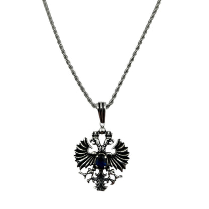 Sterling Silver Blue CZ Eagle Mens Pendant