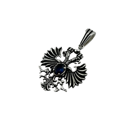 Sterling Silver Blue CZ Eagle Mens Pendant