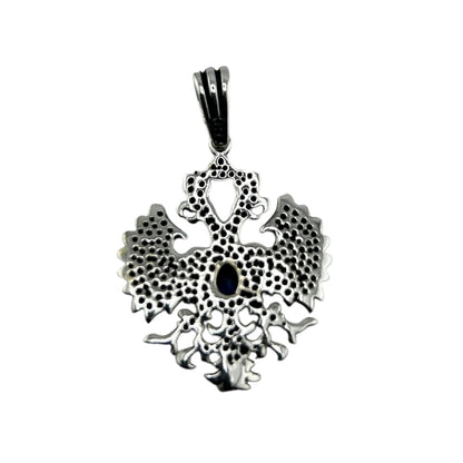 Sterling Silver Blue CZ Eagle Mens Pendant