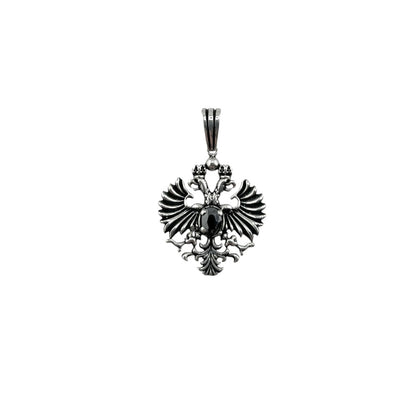 Sterling Silver Black CZ Eagle Mens Pendant