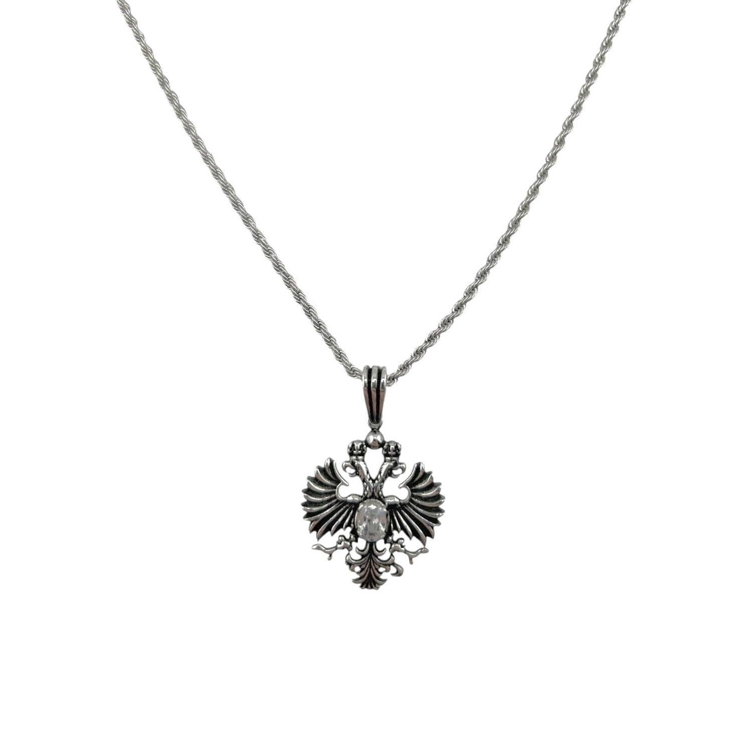 Sterling Silver White CZ Eagle Mens Pendant