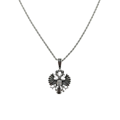 Sterling Silver White CZ Eagle Mens Pendant