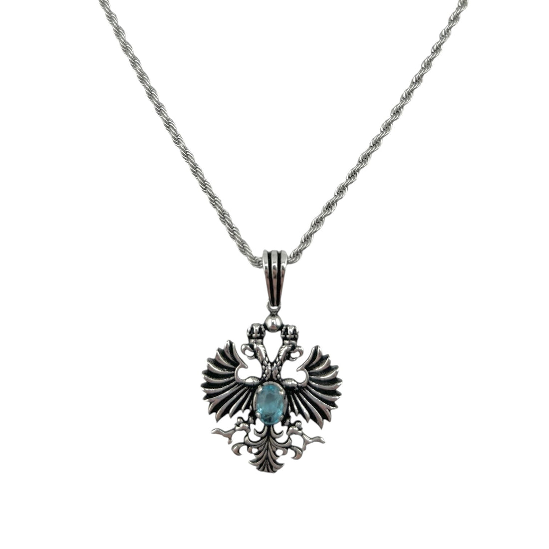 Sterling Silver Topaz CZ Eagle Mens Pendant