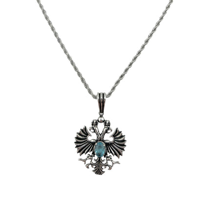 Sterling Silver Topaz CZ Eagle Mens Pendant