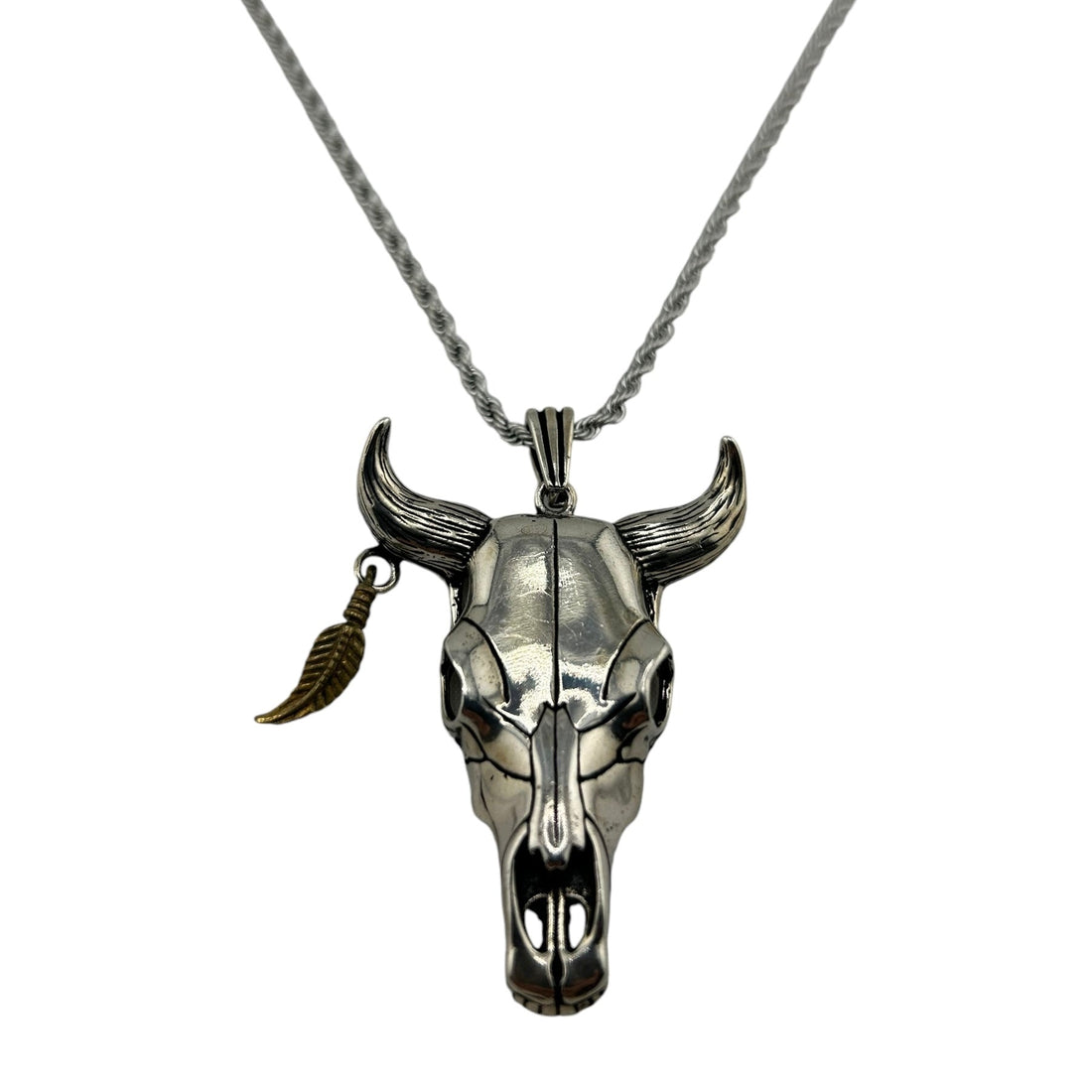 Sterling Silver Longhorn Skull Mens Pendant
