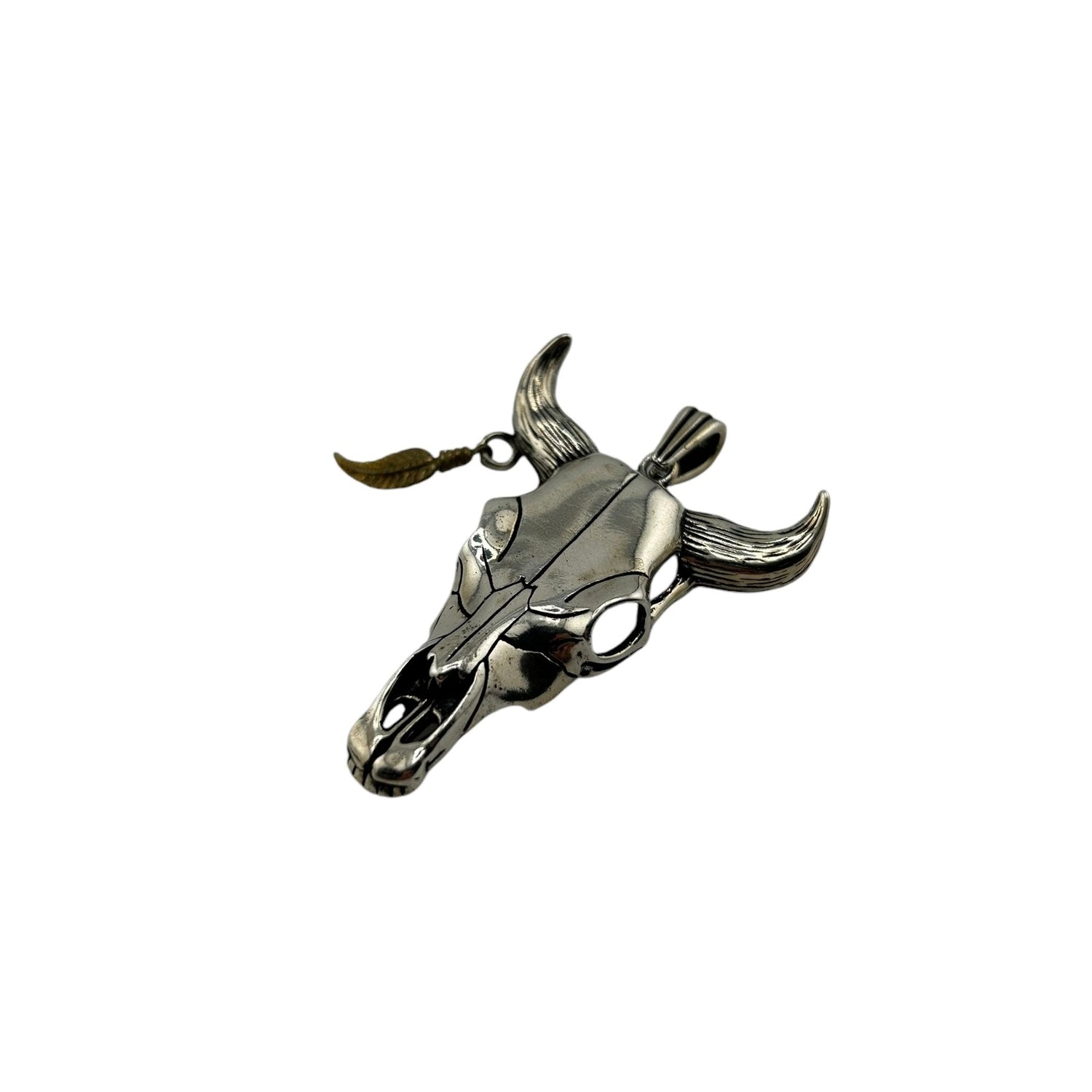 Sterling Silver Longhorn Skull Mens Pendant