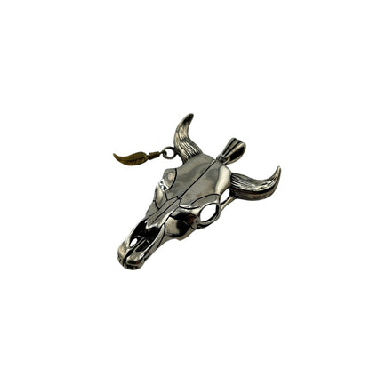 Sterling Silver Longhorn Skull Mens Pendant