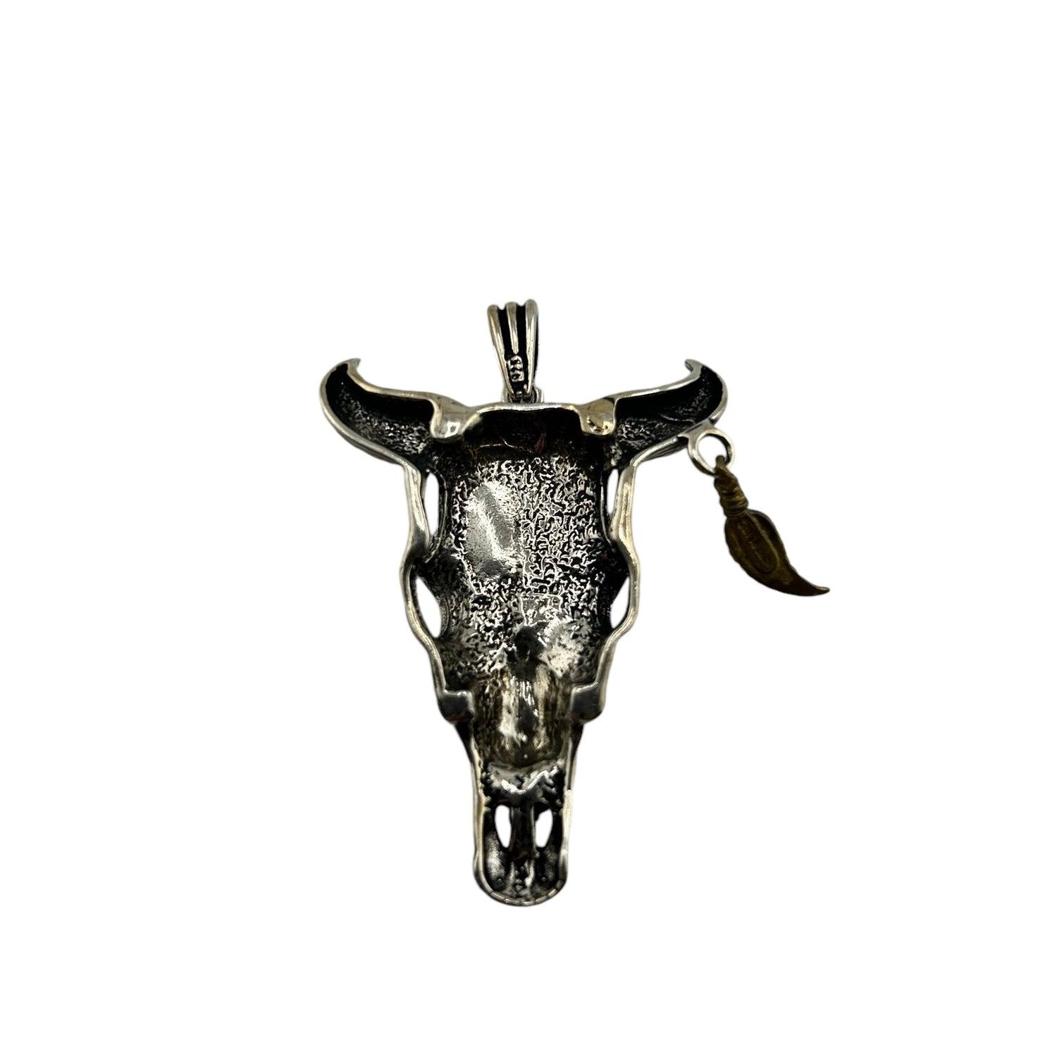 Sterling Silver Longhorn Skull Mens Pendant
