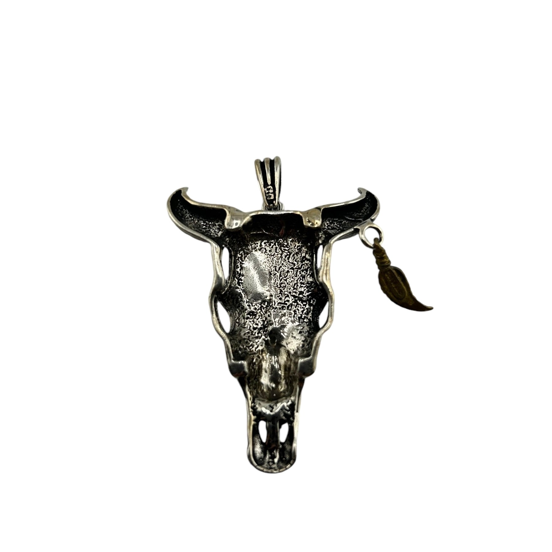 Sterling Silver Longhorn Skull Mens Pendant