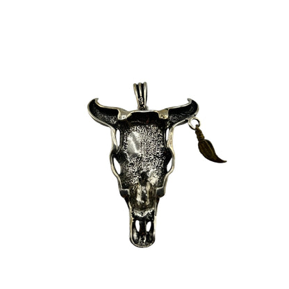 Sterling Silver Longhorn Skull Mens Pendant