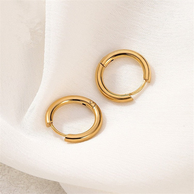 Stainless Steel Round Hoop Earrings