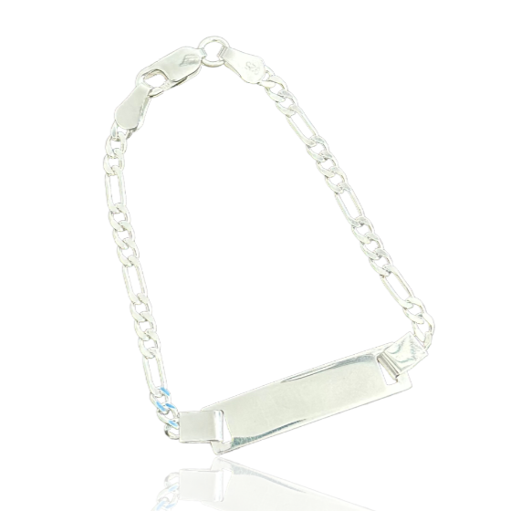 Sterling Silver Figaro Baby ID Bracelet
