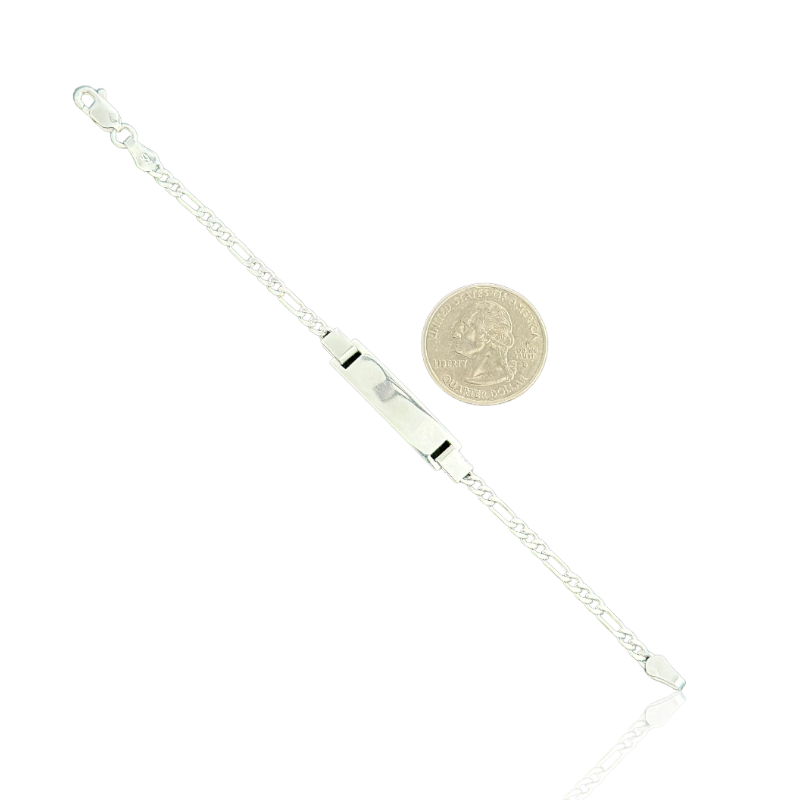 Sterling Silver Figaro Baby ID Bracelet