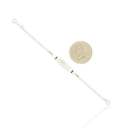 Sterling Silver Figaro Baby ID Bracelet