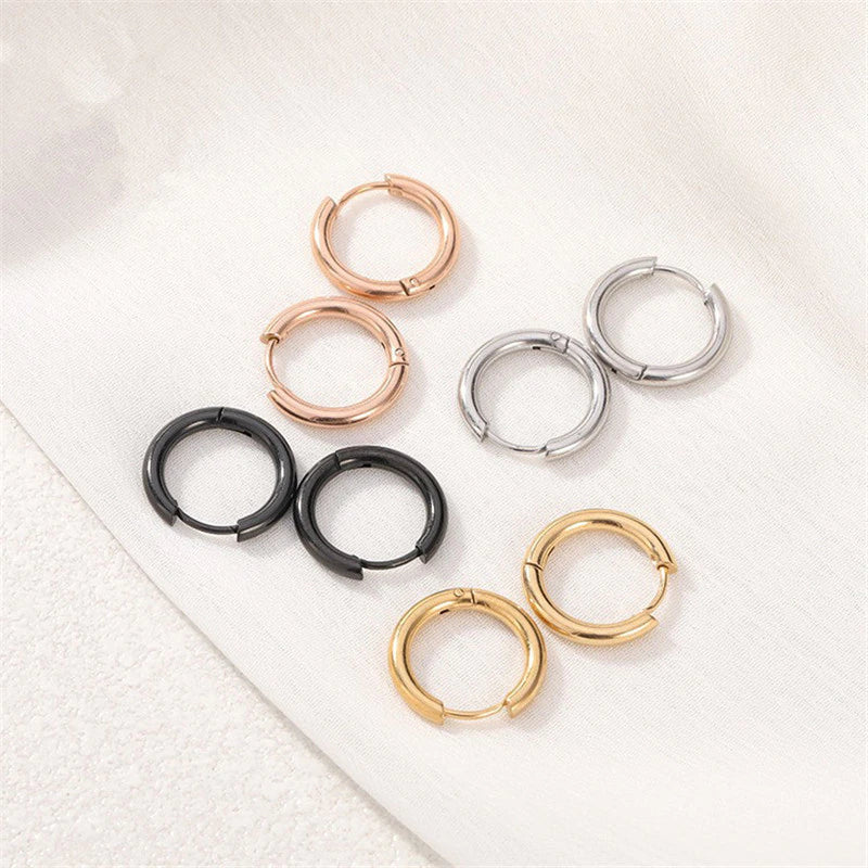 Stainless Steel Round Hoop Earrings