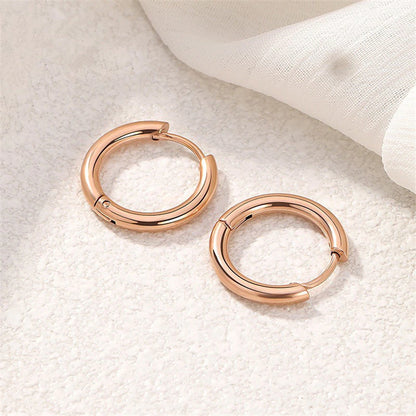 Stainless Steel Round Hoop Earrings