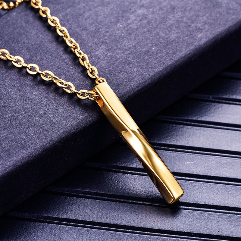 Stainless Steel Twisted Bar Necklace