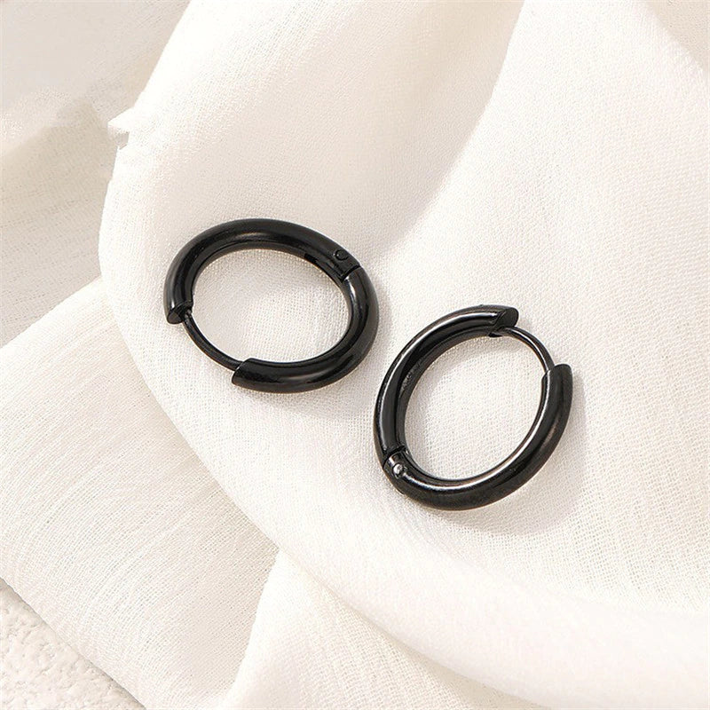 Stainless Steel Round Hoop Earrings