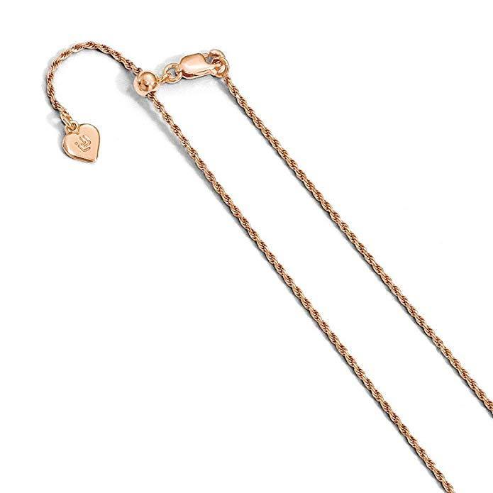 Rose Gold Over Sterling Silver Rope 1.5mm Adjustable 22&quot; Chain