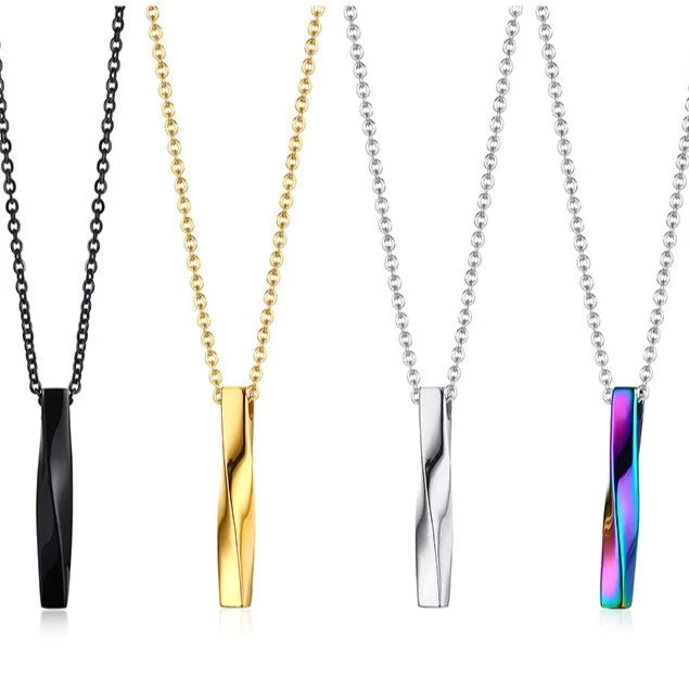 Stainless Steel Twisted Bar Necklace