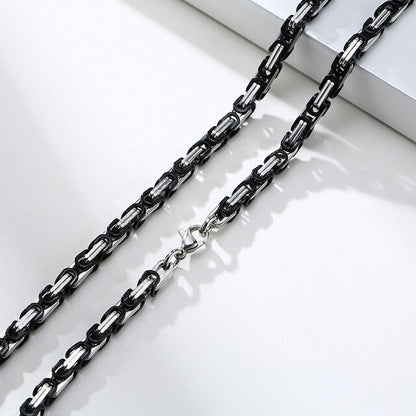Stainless Steel 4mm Square Byzantine 24&quot; Chain Necklace