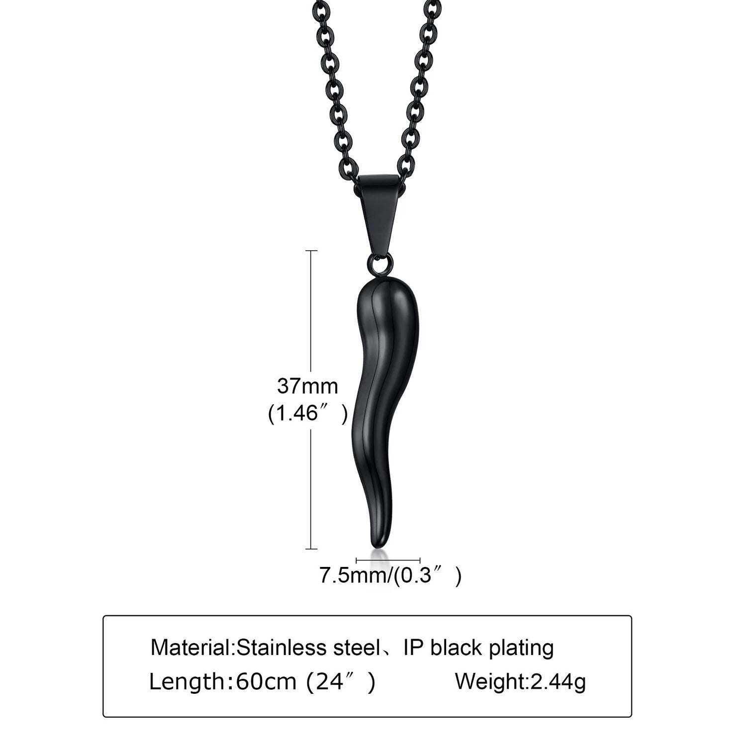 Stainless Steel Bull Horn Necklace