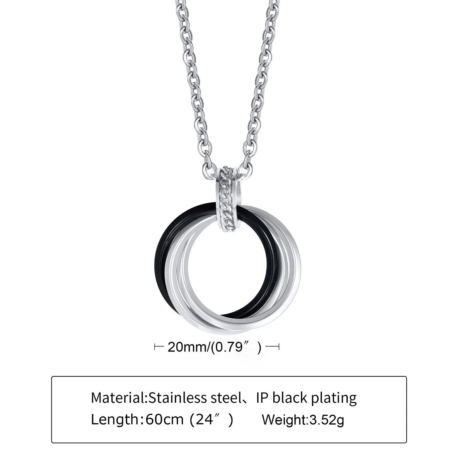 Stainless Steel Interlocked Circle Necklace