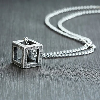 Stainless Steel Cuban Cube Necklace
