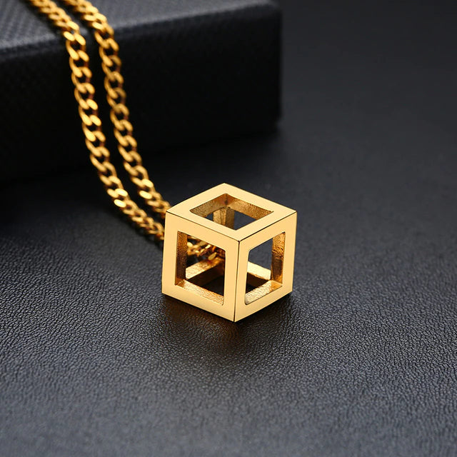 Stainless Steel Cuban Cube Necklace