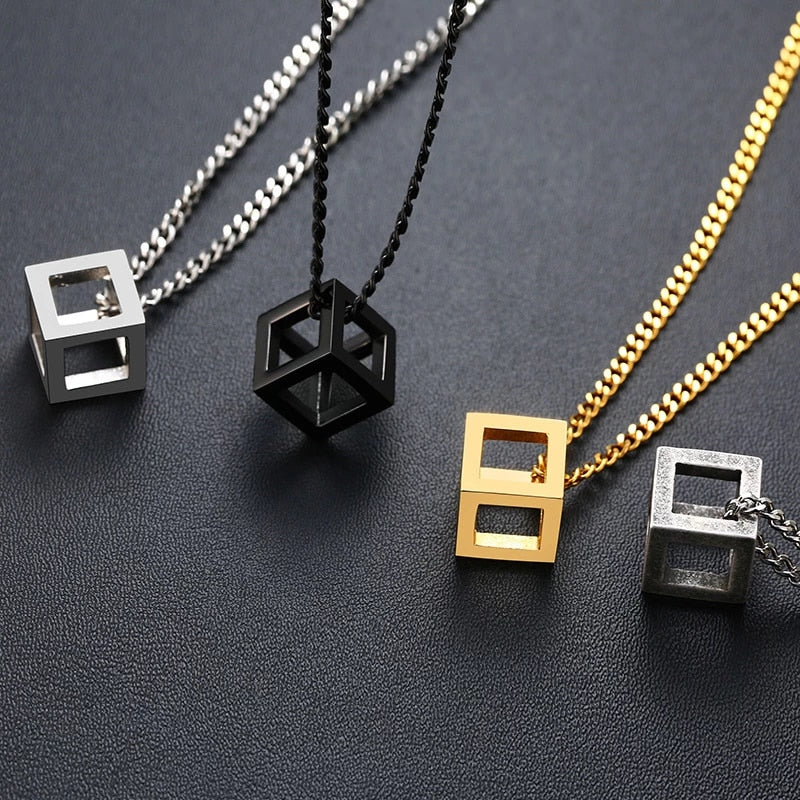 Stainless Steel Cuban Cube Necklace