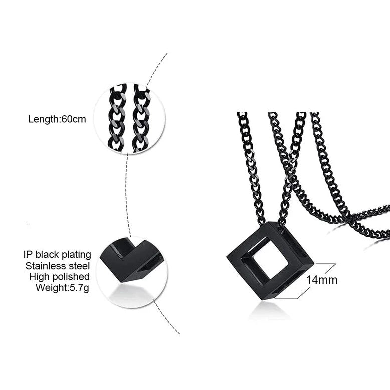 Stainless Steel Cuban Cube Necklace
