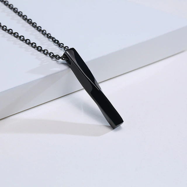 Stainless Steel Twisted Bar Necklace