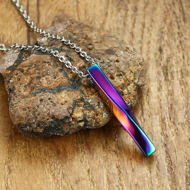 Stainless Steel Twisted Bar Necklace