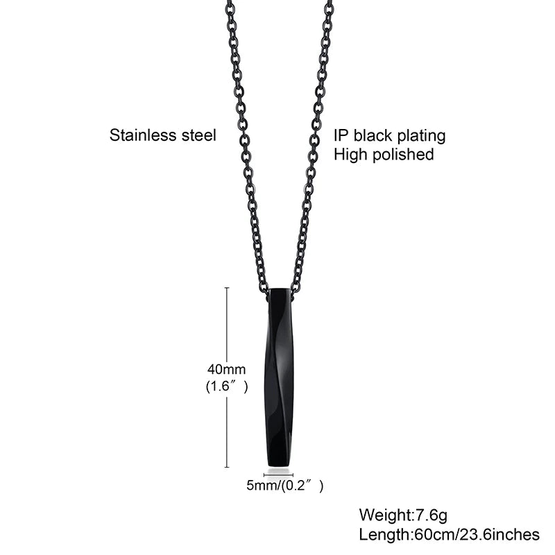 Stainless Steel Twisted Bar Necklace