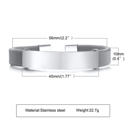 Stainless Steel Mesh Band ID Cuff Bracelet
