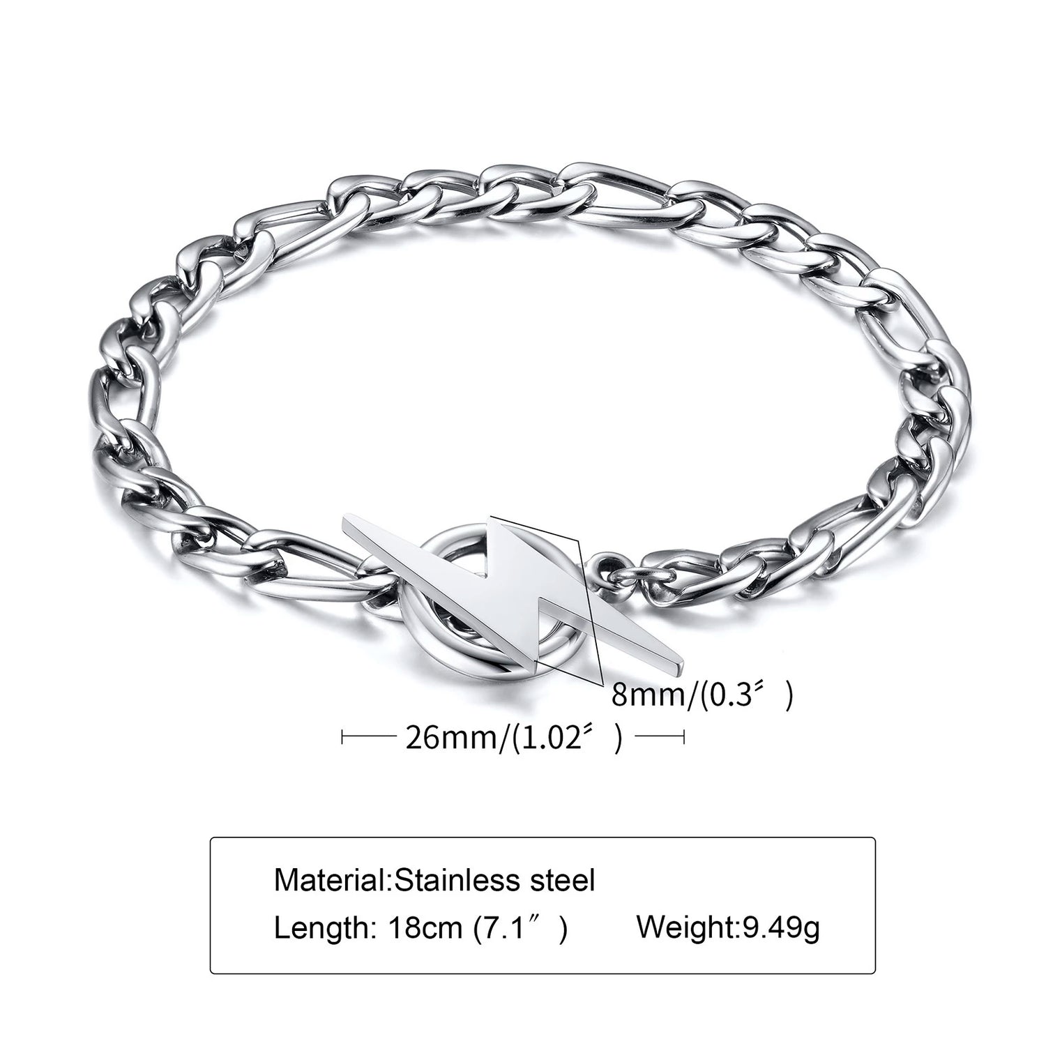 Stainless Steel Lightning Bolt Bracelet